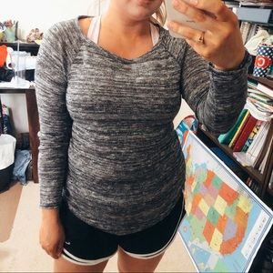 Athleta 3/4 Sleeve Grey Shimmer Fabric top XS